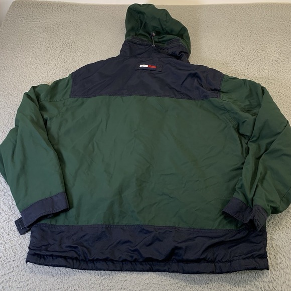 Tommy Hilfiger Jacket Mens XL Fleece Lined Hooded Snap Zip Cargo Pockets FLAWS - Picture 12 of 14